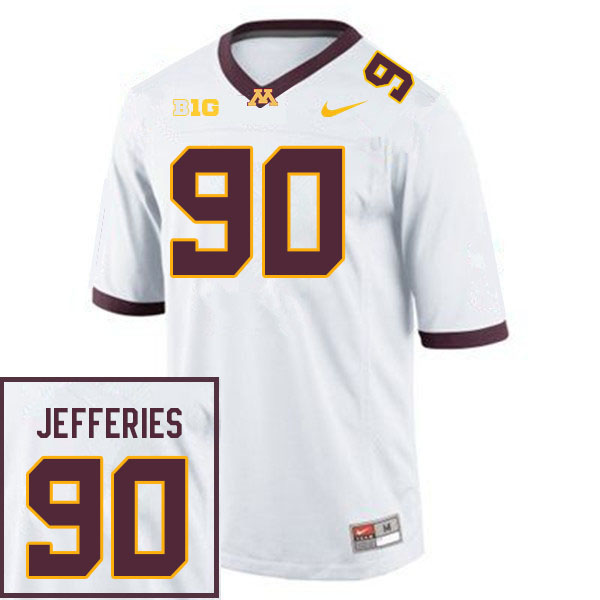 Men #90 Darnell Jefferies Minnesota Golden Gophers College Football Jerseys Sale-White - Click Image to Close